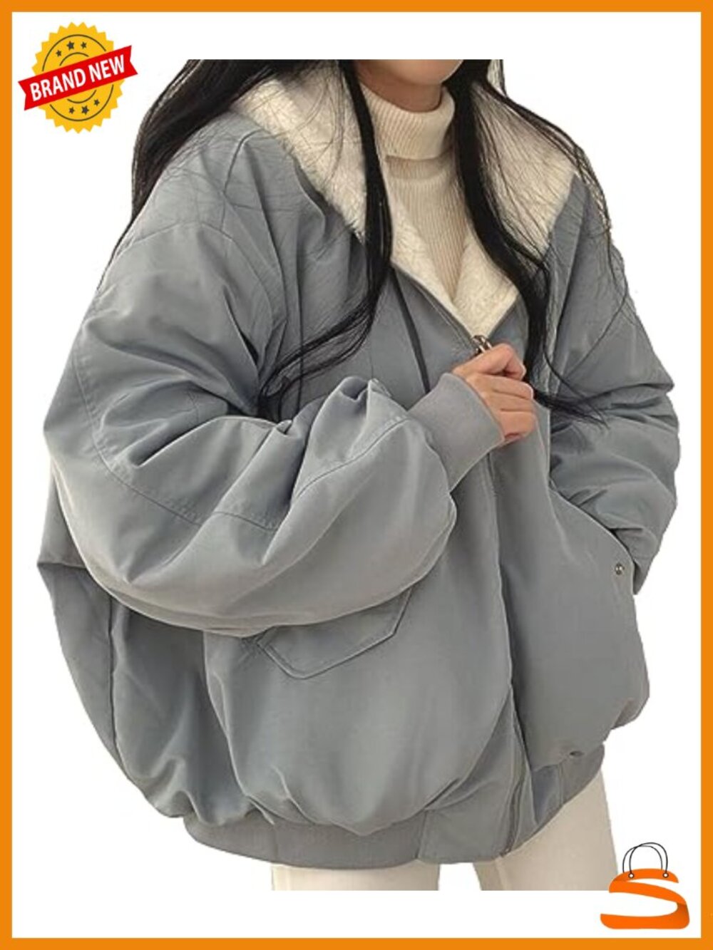 Women's Reversible Fleece Lined Jacket Warm Zip Up Coat